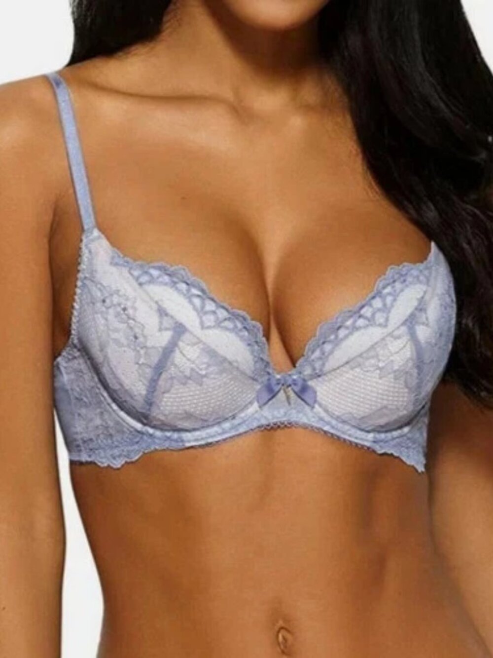 NWT Gossard Superboost Padded Plunge Bra Lace Heather 30FF Lilac & Nude